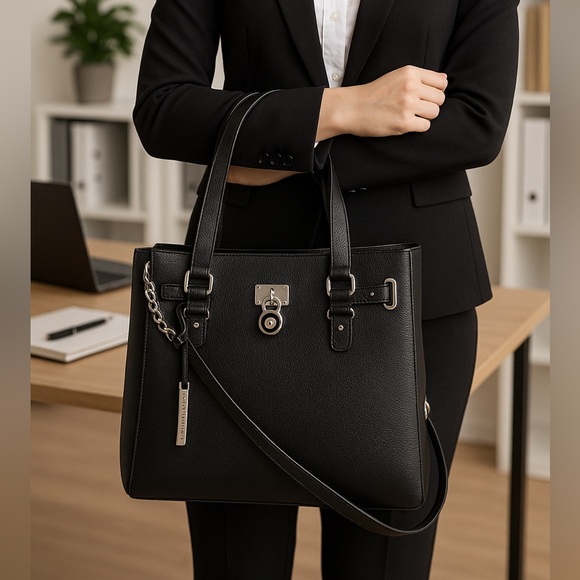 Wilsons Leather Satchel Tote Black Great Condition Vintage